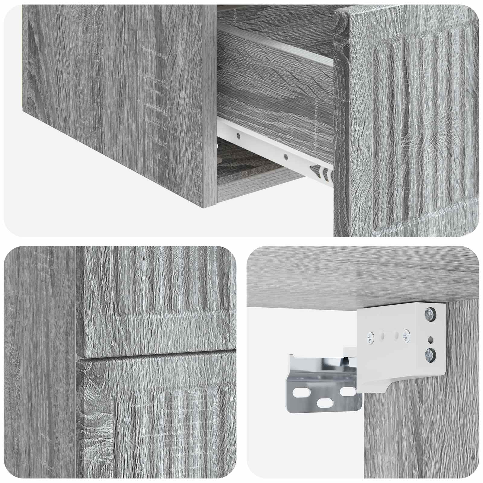 Wandmontierter Nachttisch 2 pcs Graues Sonoma 33 x 34,5 x 40 cm