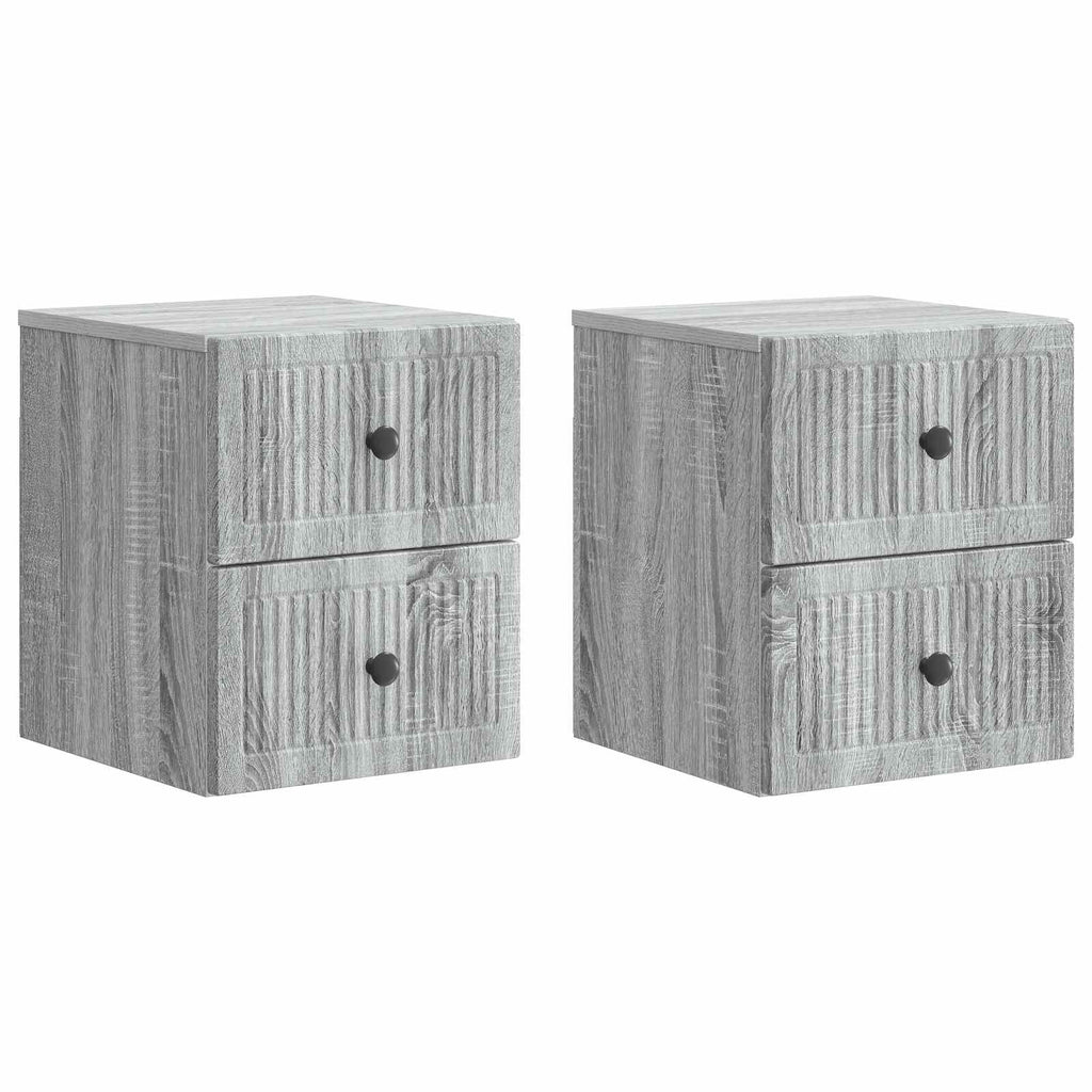 Wandmontierter Nachttisch 2 pcs Graues Sonoma 33 x 34,5 x 40 cm