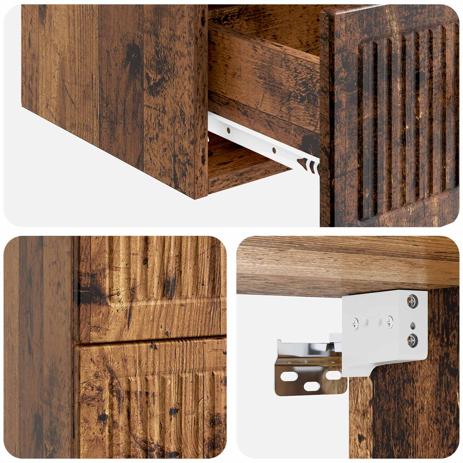 Wandmontierter Nachttisch Altholz 33 x 34,5 x 40 cm