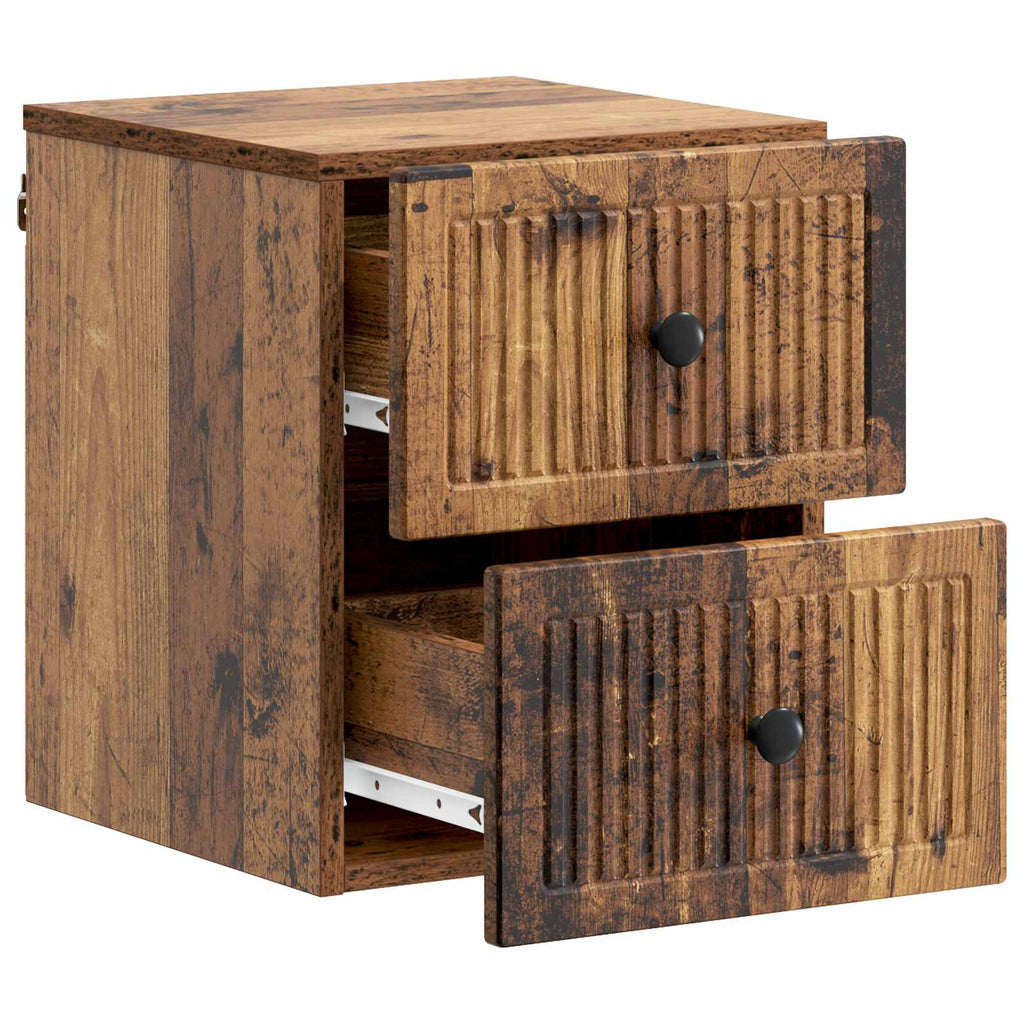 Wandmontierter Nachttisch Altholz 33 x 34,5 x 40 cm