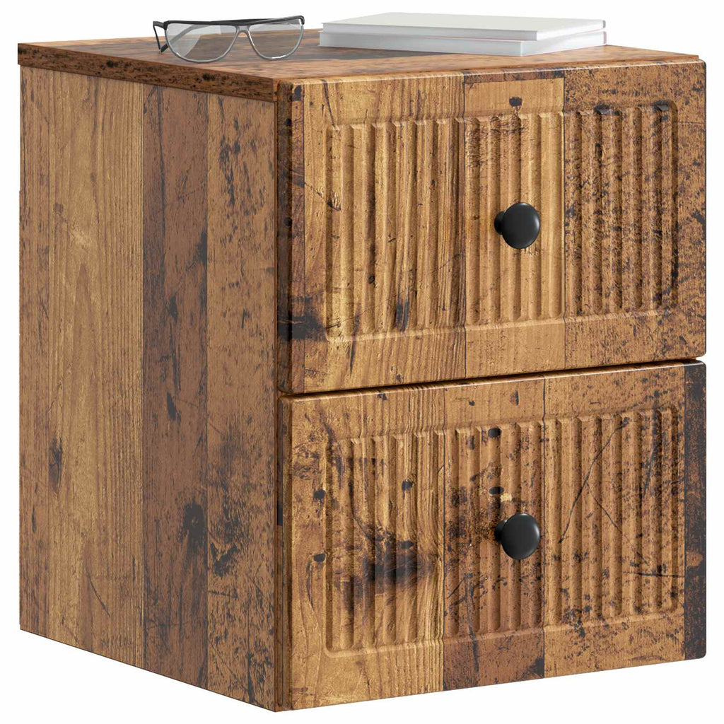Wandmontierter Nachttisch 2 pcs Altholz 33 x 34,5 x 40 cm