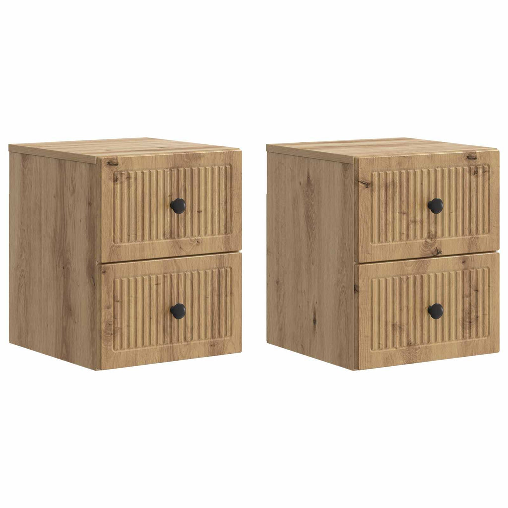Wandmontierter Nachttisch 2 pcs Artisan-Eiche 33 x 34,5 x 40 cm