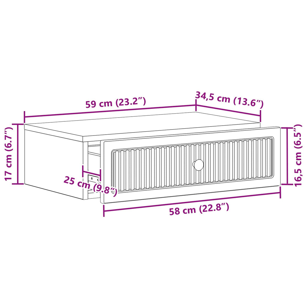 Wandmontierter Beistelltisch Schwarz 59 x 34,5 x 17 cm