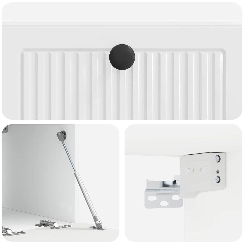 Wandmontierter TV-Schrank Hochglanz Weiß 59,5 x 41 x 30 cm