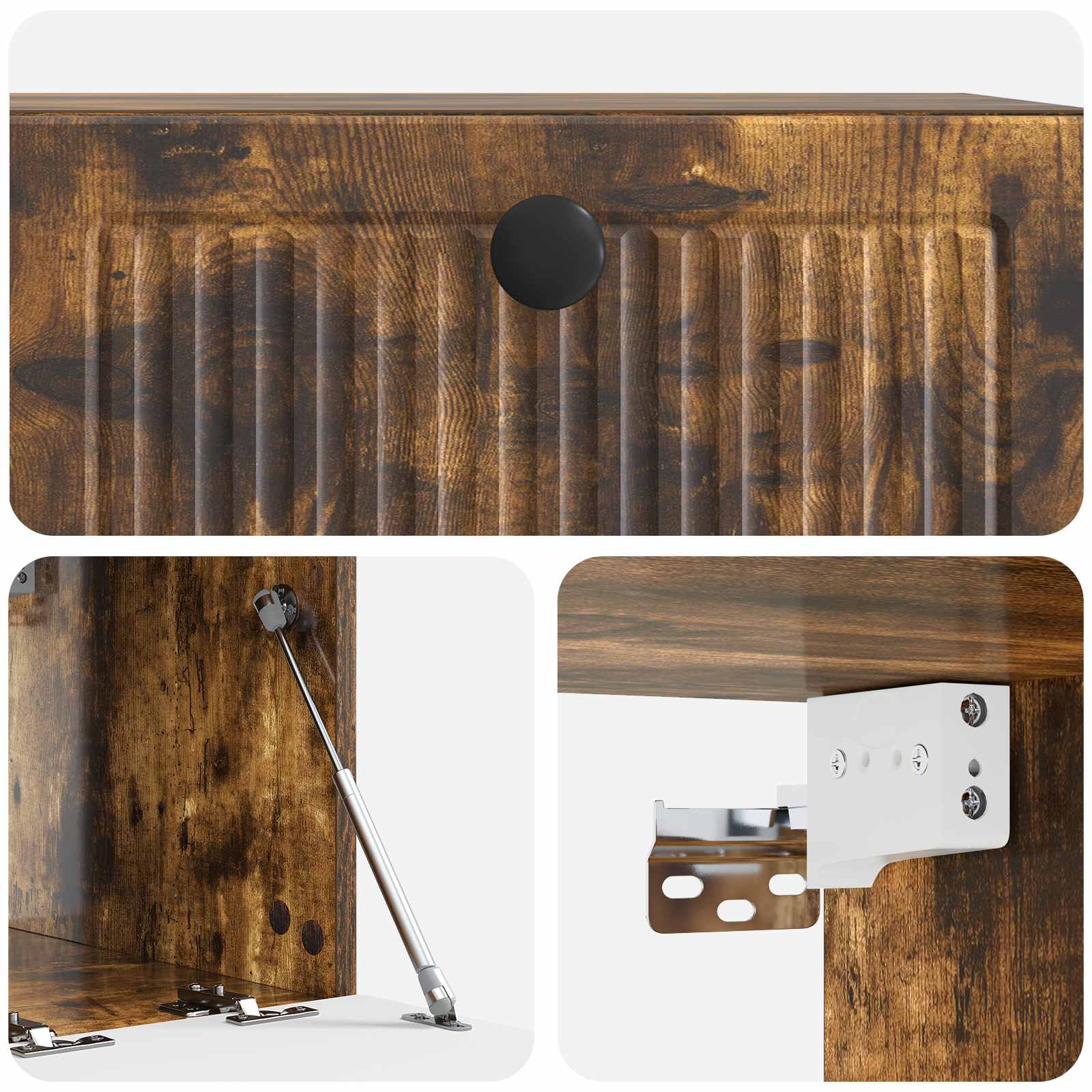 Wandmontierter TV-Schrank Geräucherte Eiche 59,5 x 41 x 30 cm