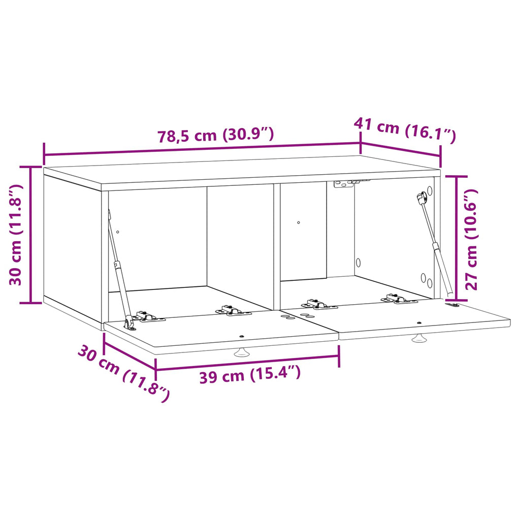 Wandmontierter TV-Schrank Weiß 78,5 x 41 x 30 cm Holzwerkstoff