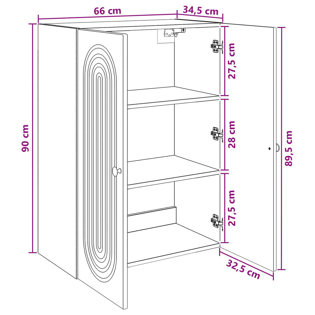 Wandschrank Betongrau 66 x 34,5 x 90 cm Holzwerkstoff