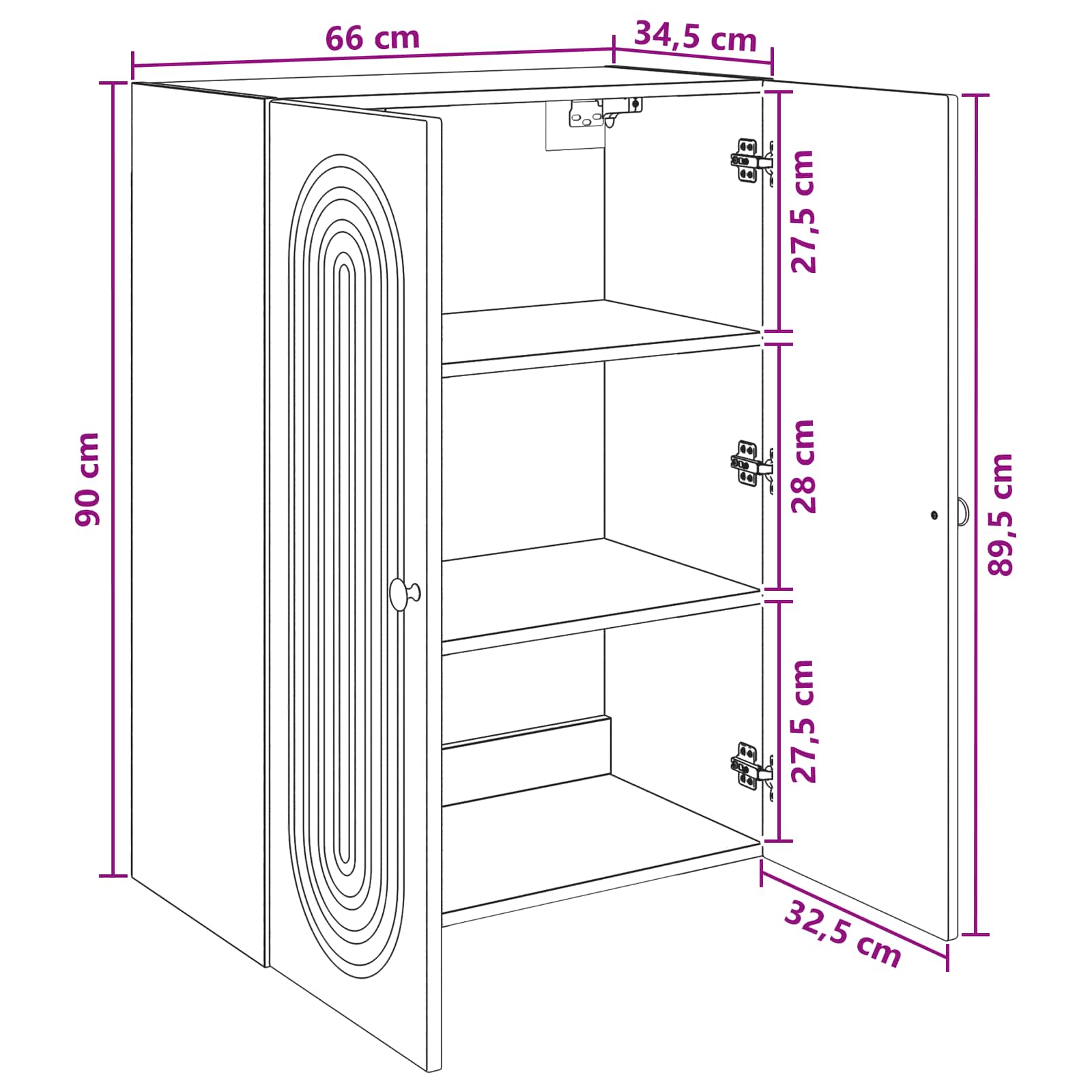 Wandschrank Grau Sonoma 66 x 34,5 x 90 cm Holzwerkstoff