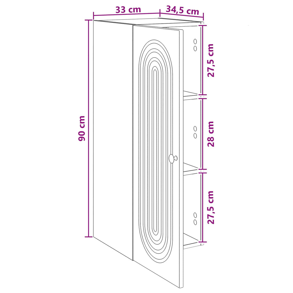 Wandschrank Hochglanz Weiß 33 x 34,5 x 90 cm Holzwerkstoff