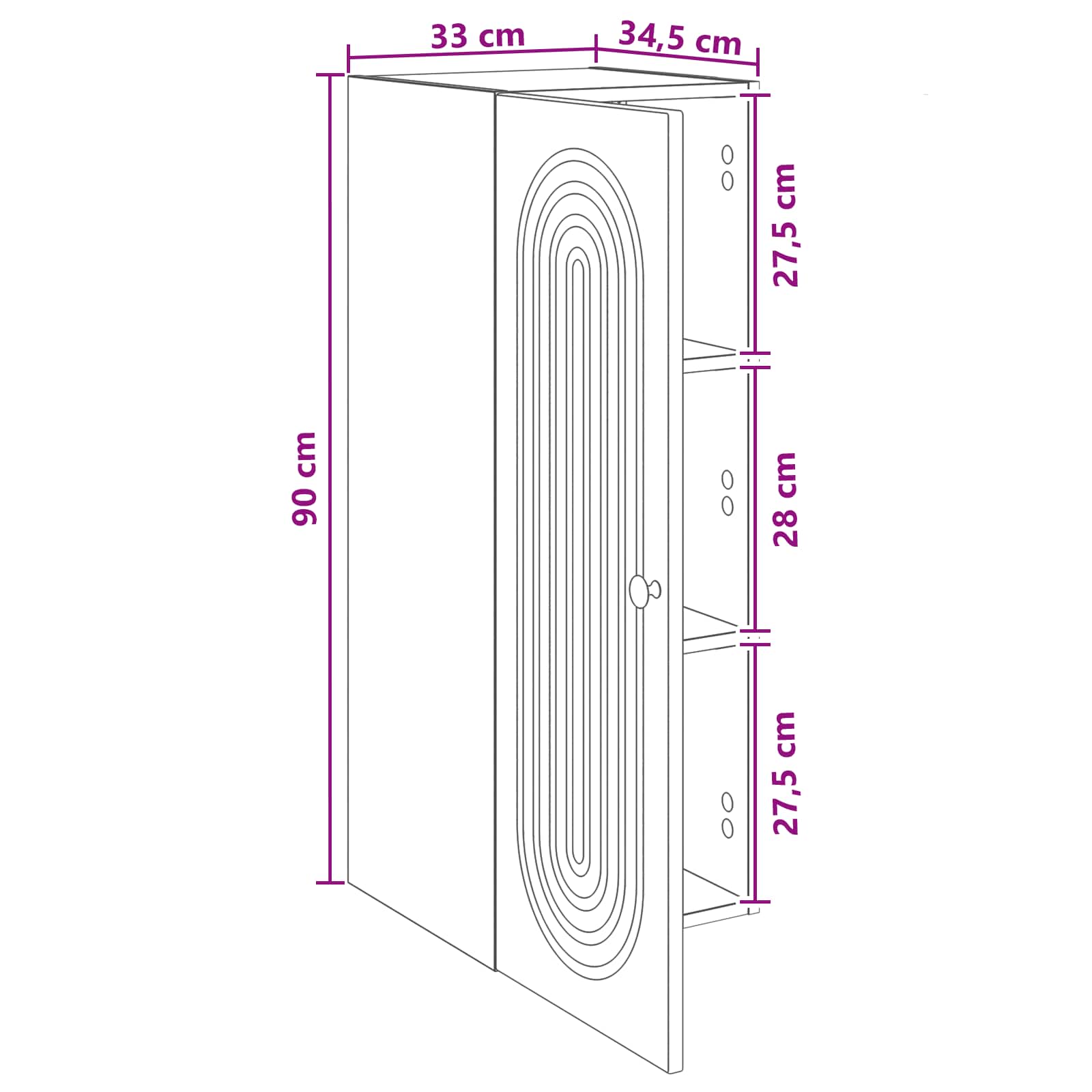 Wandschrank Altholz 33 x 34,5 x 90 cm Holzwerkstoff