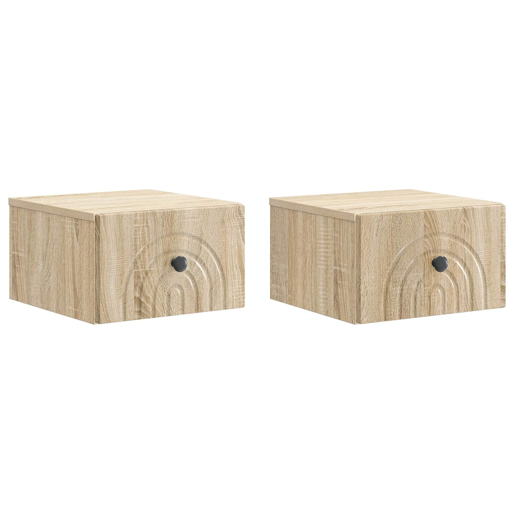 Wandmontierter Nachttisch 2 pcs Sonoma-Eiche 33 x 34,5 x 20 cm