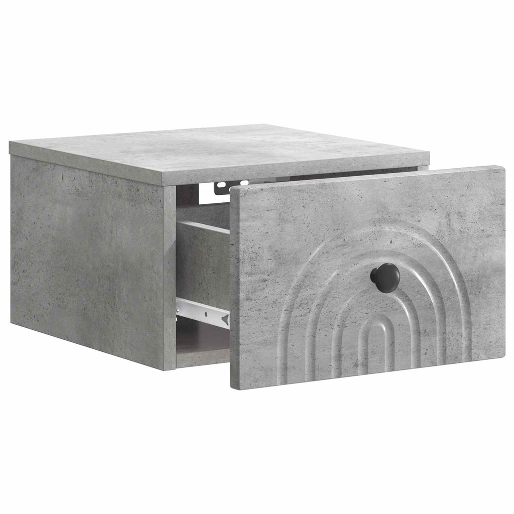 Wandmontierter Nachttisch Betongrau 33 x 34,5 x 20 cm