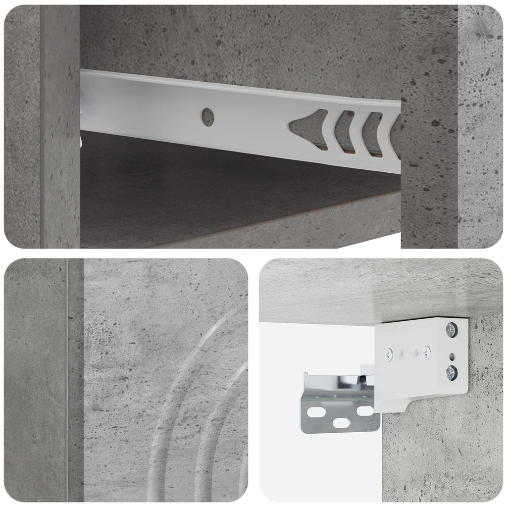 Wandmontierter Nachttisch 2 pcs Betongrau 33 x 34,5 x 20 cm