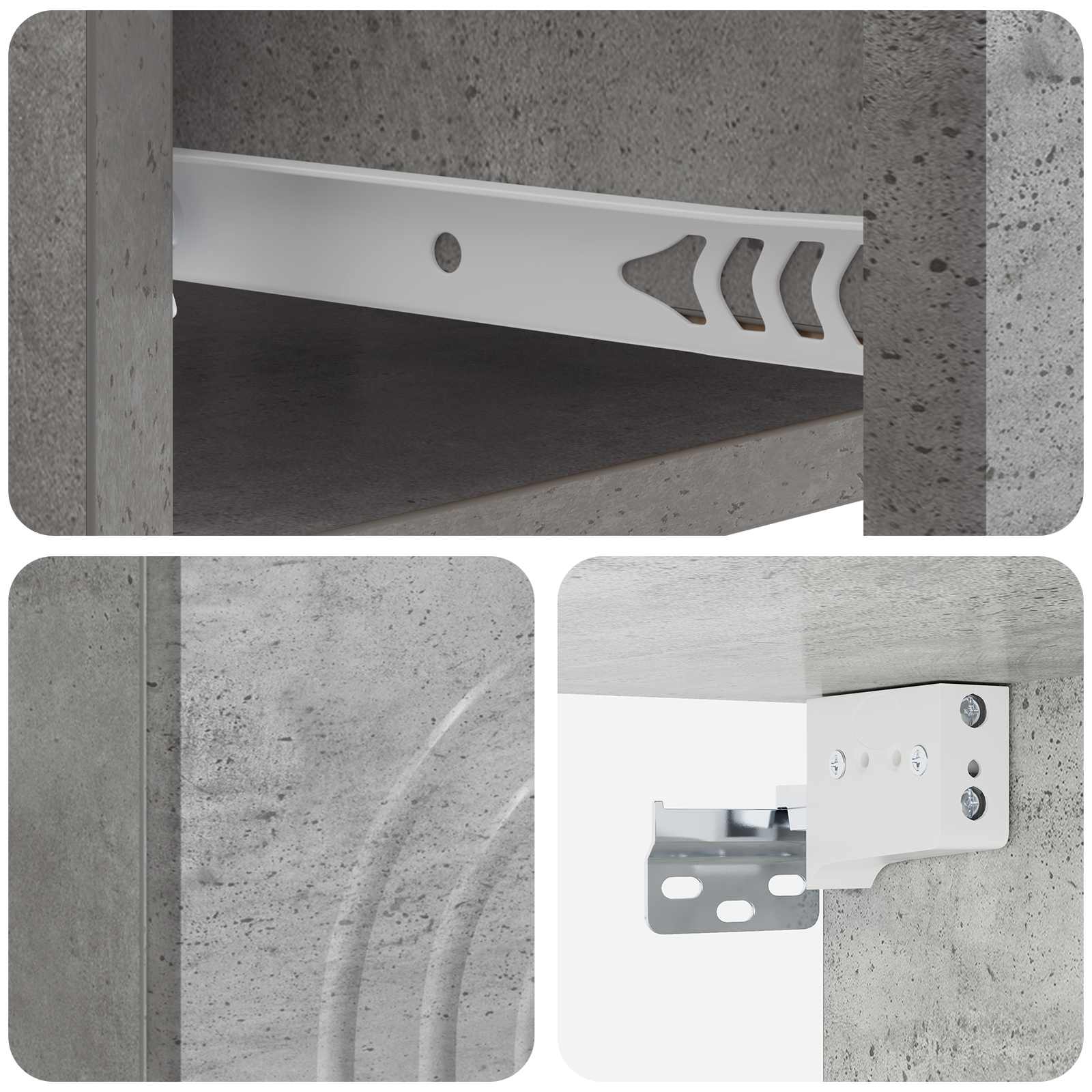 Wandmontierter Nachttisch 2 pcs Betongrau 33 x 34,5 x 20 cm