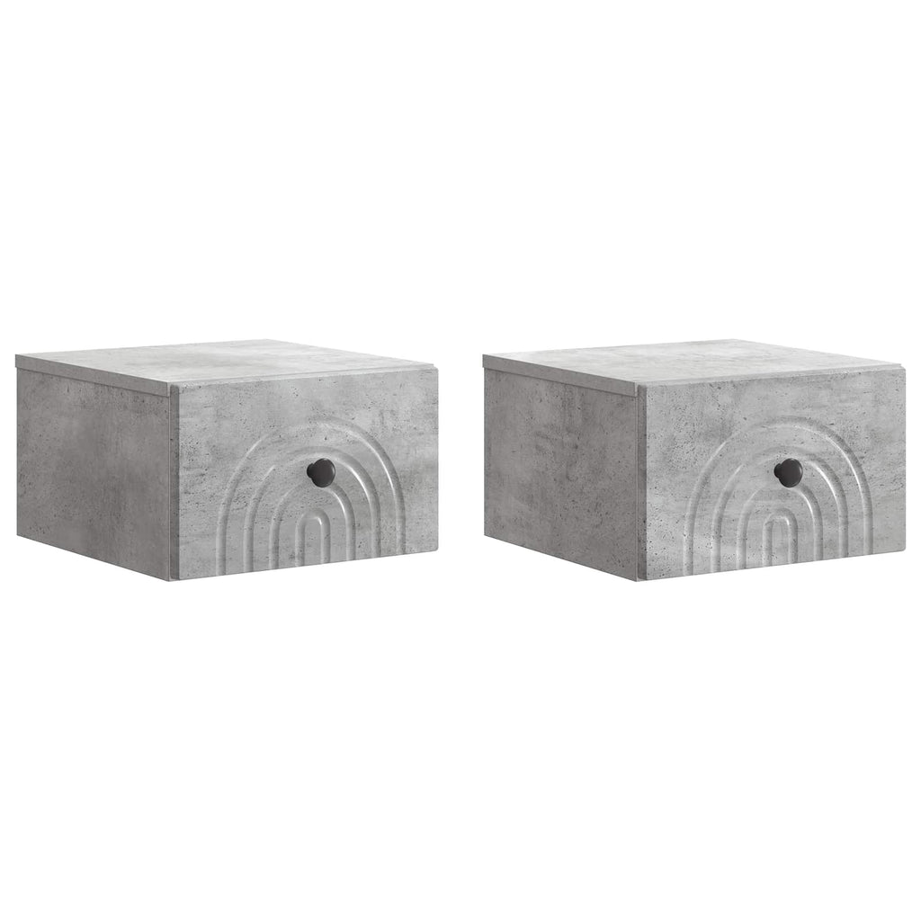 Wandmontierter Nachttisch 2 pcs Betongrau 33 x 34,5 x 20 cm