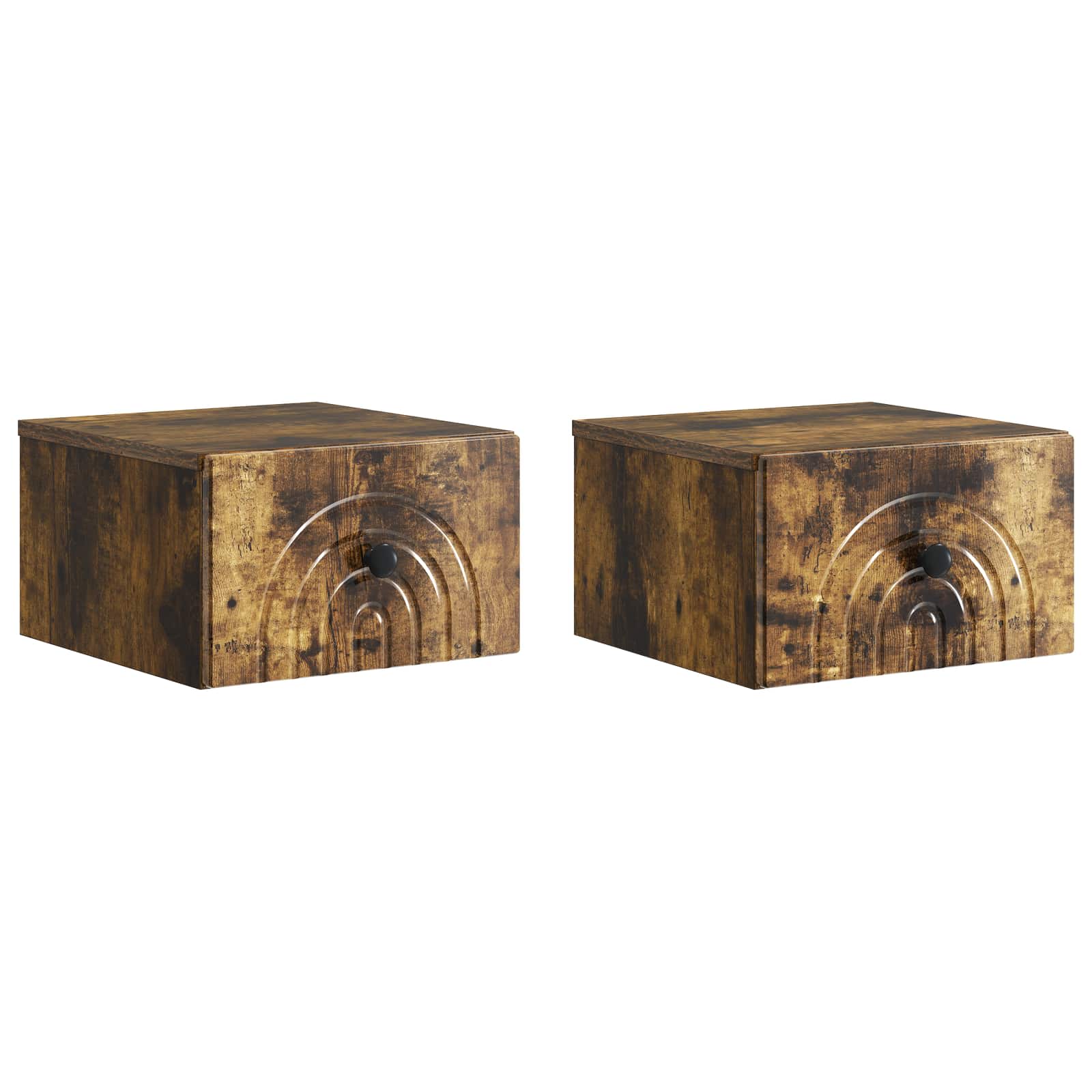 Wandmontierter Nachttisch 2 pcs Geräucherte Eiche Holzwerkstoff