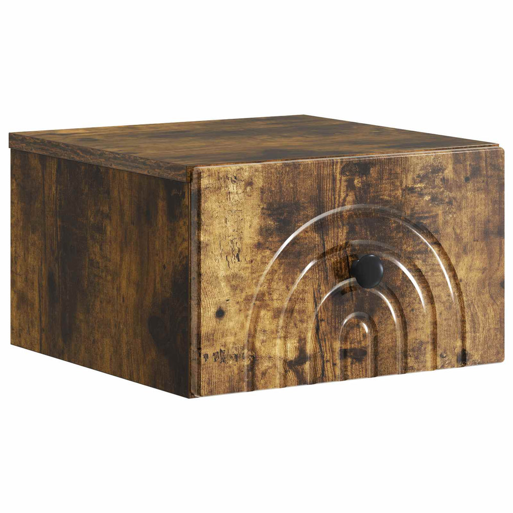 Wandmontierter Nachttisch 2 pcs Geräucherte Eiche Holzwerkstoff