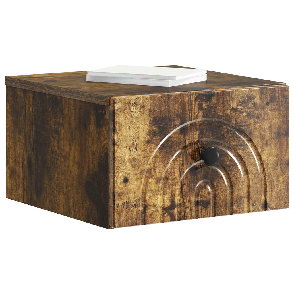 Wandmontierter Nachttisch 2 pcs Geräucherte Eiche Holzwerkstoff