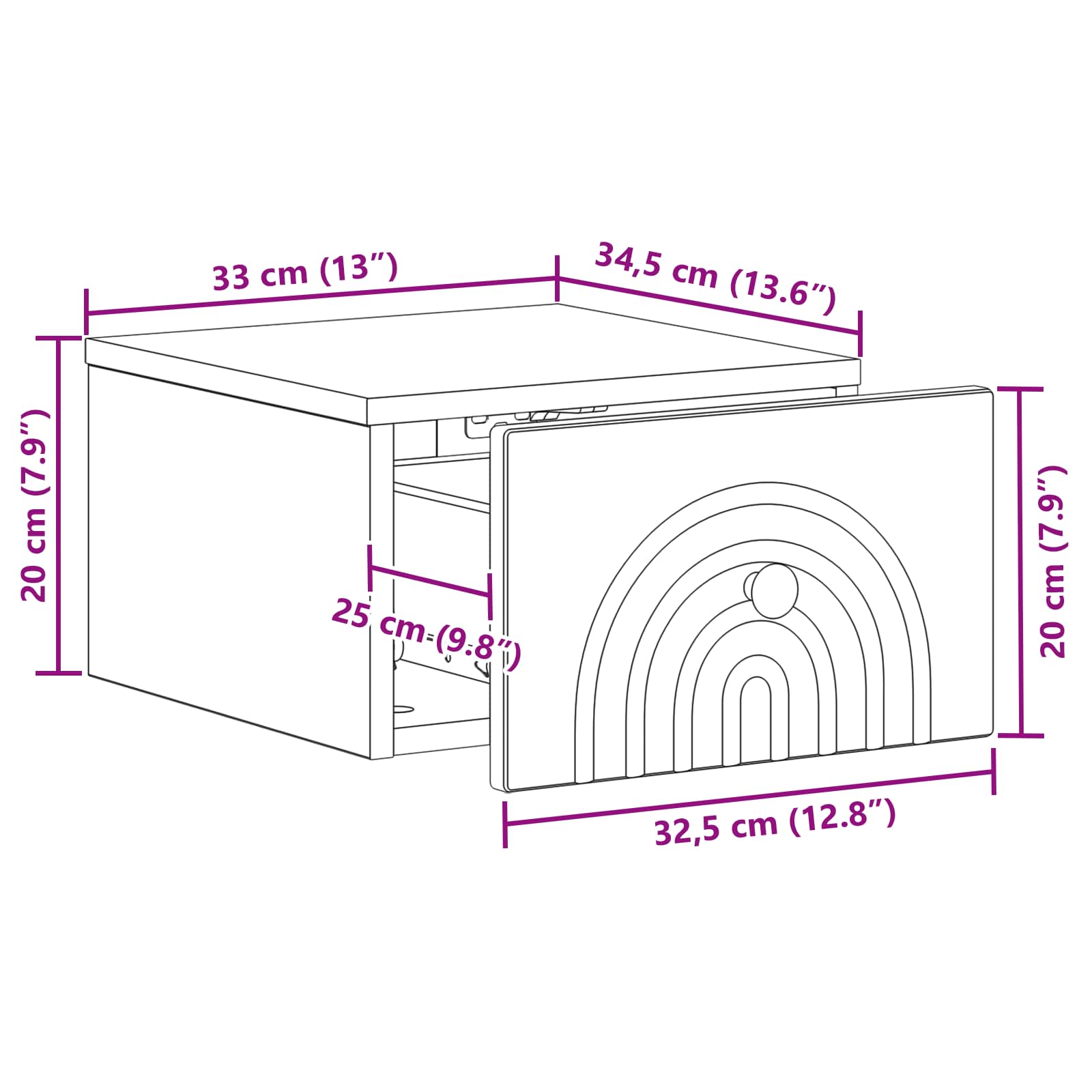 Wandmontierter Nachttisch 2 pcs Geräucherte Eiche Holzwerkstoff