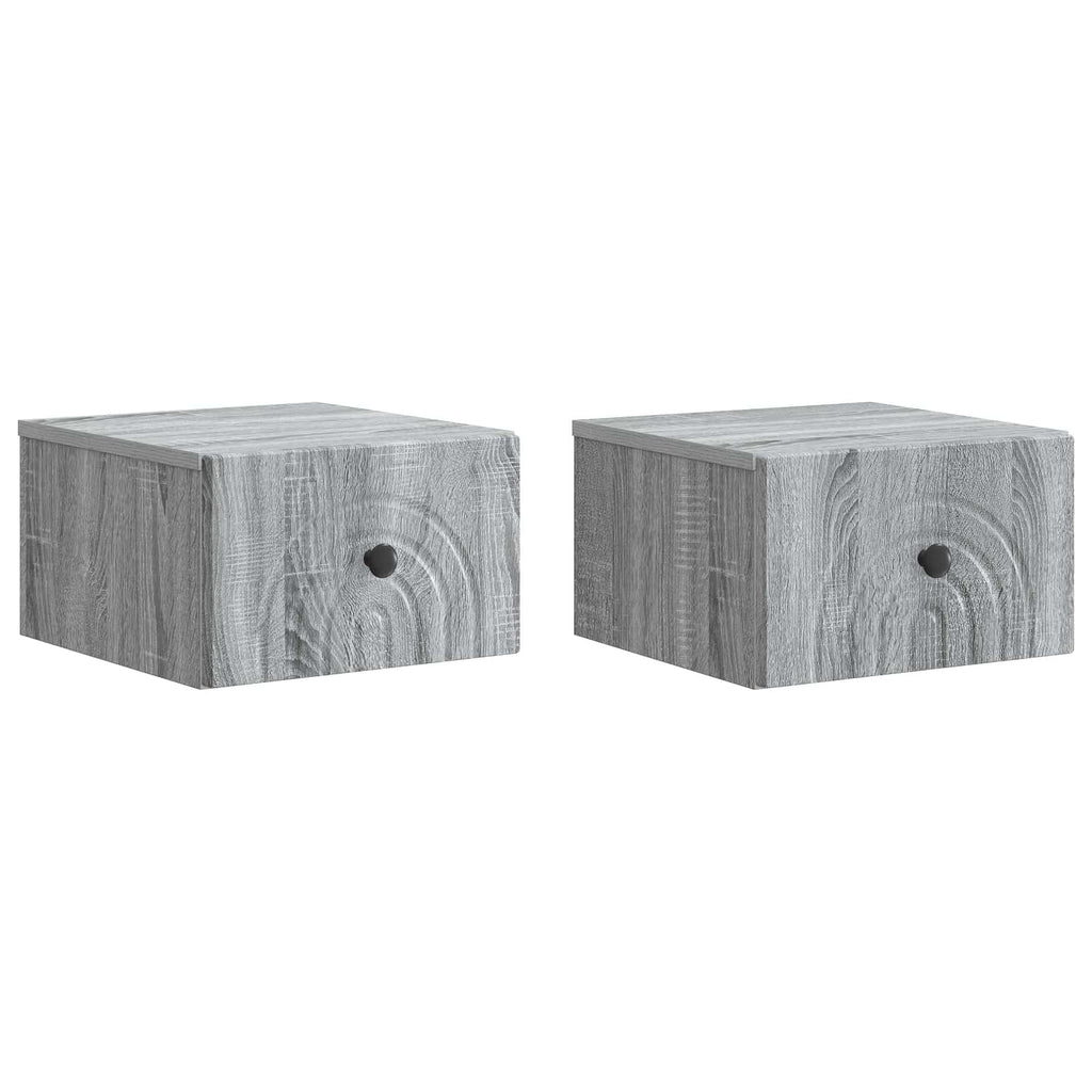 Wandmontierter Nachttisch 2 pcs Graues Sonoma 33 x 34,5 x 20 cm