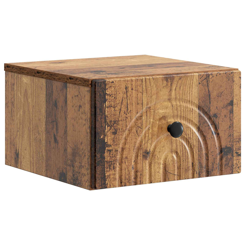 Wandmontierter Nachttisch Altholz 33 x 34,5 x 20 cm