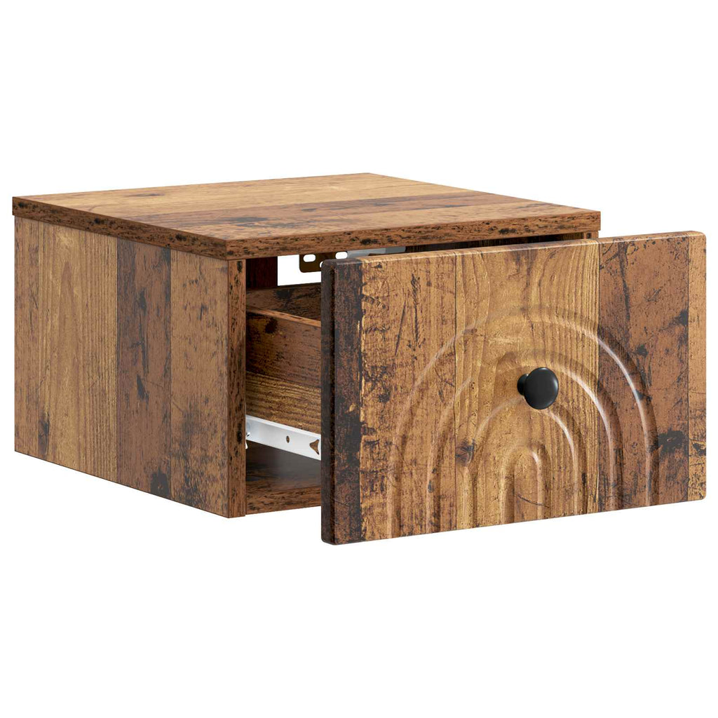 Wandmontierter Nachttisch Altholz 33 x 34,5 x 20 cm