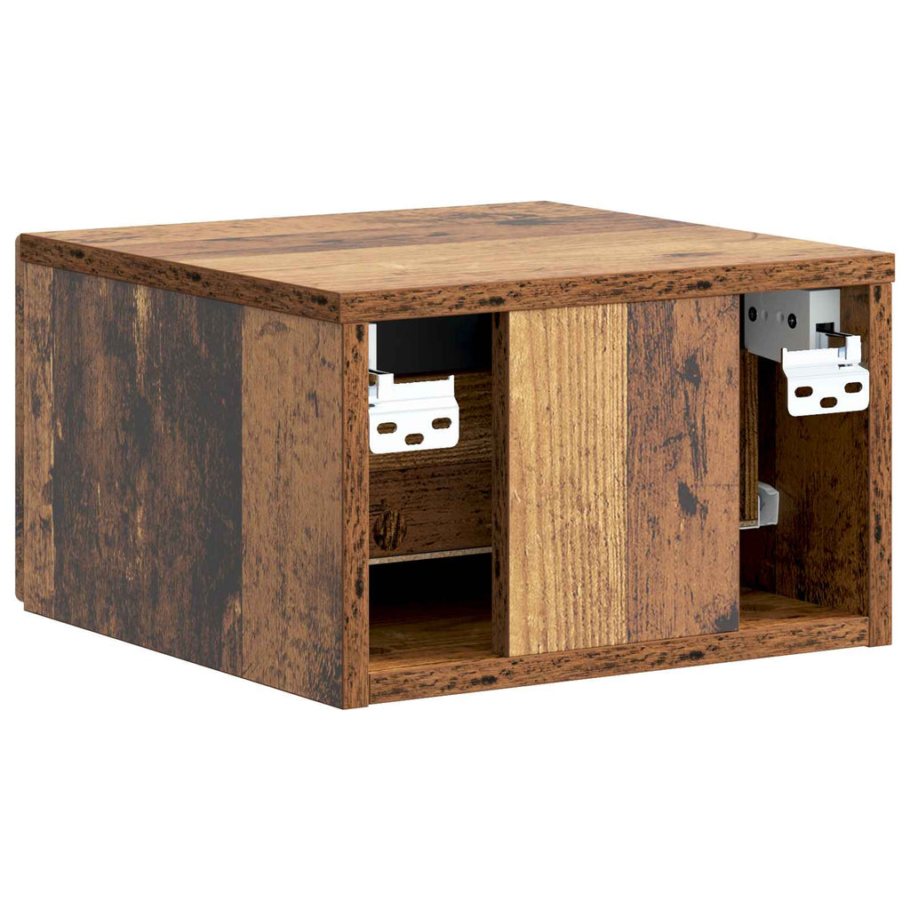 Wandmontierter Nachttisch Altholz 33 x 34,5 x 20 cm