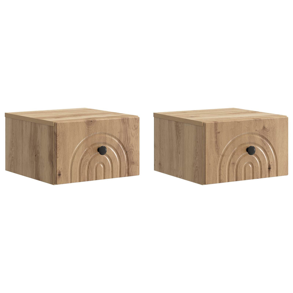 Wandmontierter Nachttisch 2 pcs Artisan-Eiche 33 x 34,5 x 20 cm