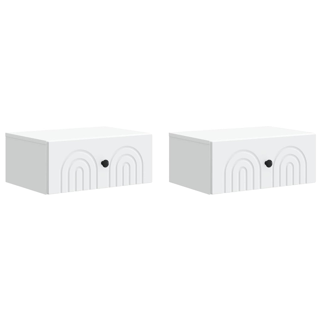 Wandmontierter Nachttisch 2 pcs Weiß 49 x 34,5 x 20 cm