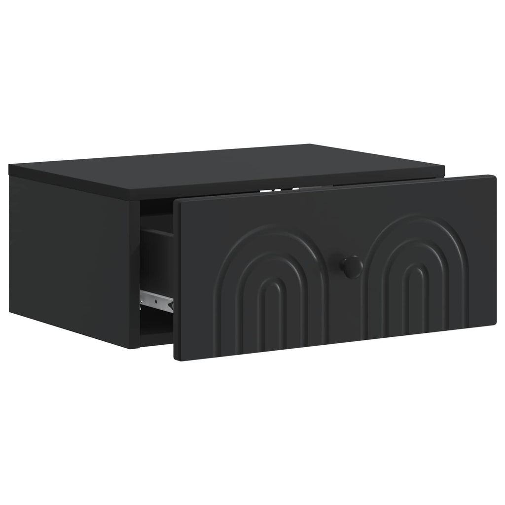 Wandmontierter Nachttisch Schwarz 49 x 34,5 x 20 cm