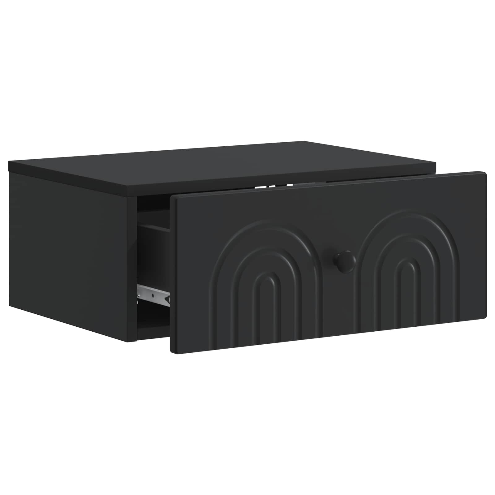 Wandmontierter Nachttisch Schwarz 49 x 34,5 x 20 cm