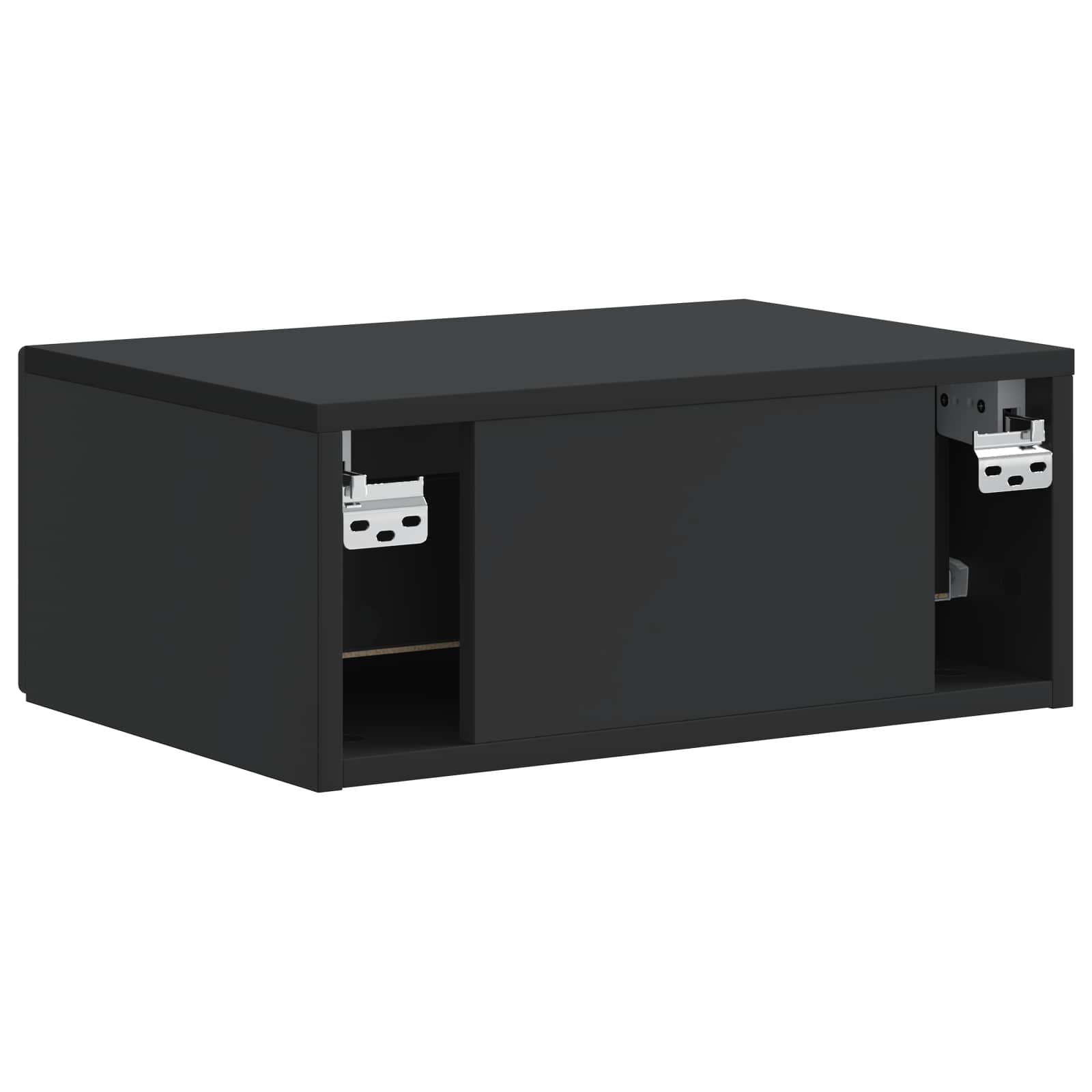 Wandmontierter Nachttisch Schwarz 49 x 34,5 x 20 cm