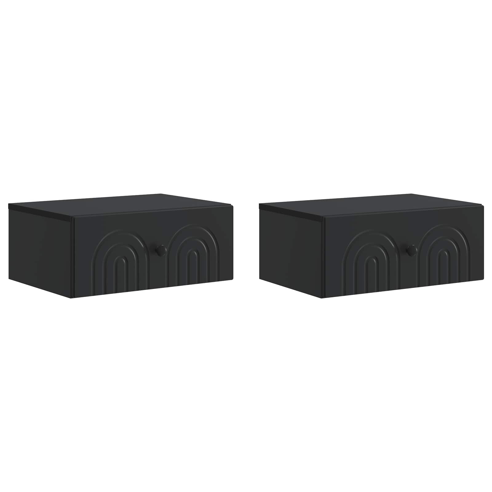 Wandmontierter Nachttisch 2 pcs Schwarz 49 x 34,5 x 20 cm