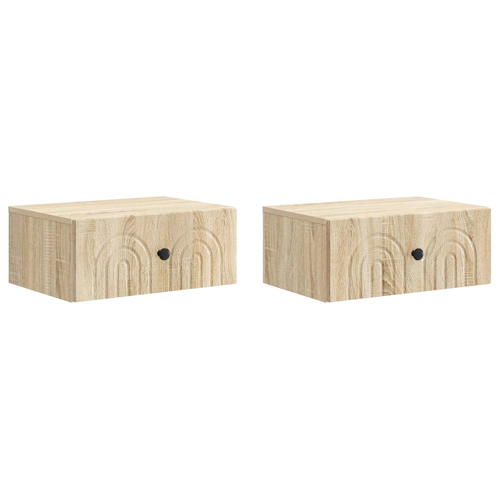 Wandmontierter Nachttisch 2 pcs Sonoma-Eiche 49 x 34,5 x 20 cm