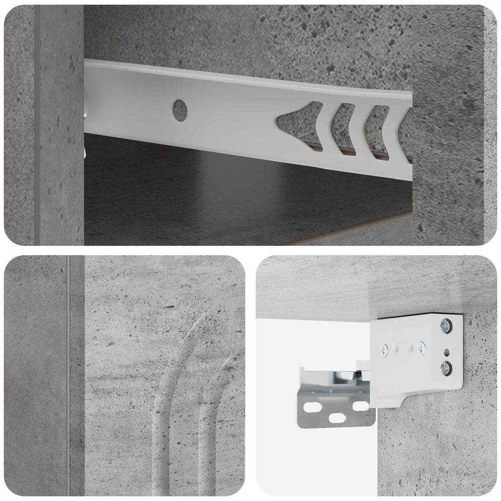 Wandmontierter Nachttisch 2 pcs Betongrau 49 x 34,5 x 20 cm