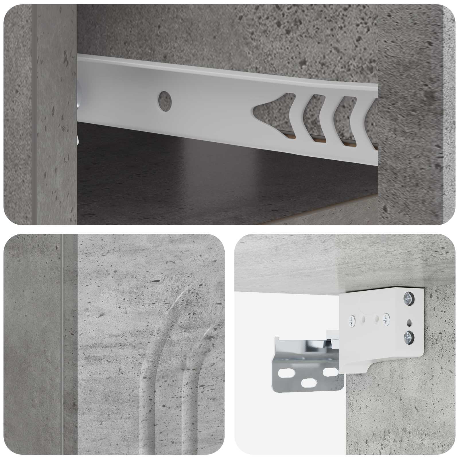 Wandmontierter Nachttisch 2 pcs Betongrau 49 x 34,5 x 20 cm