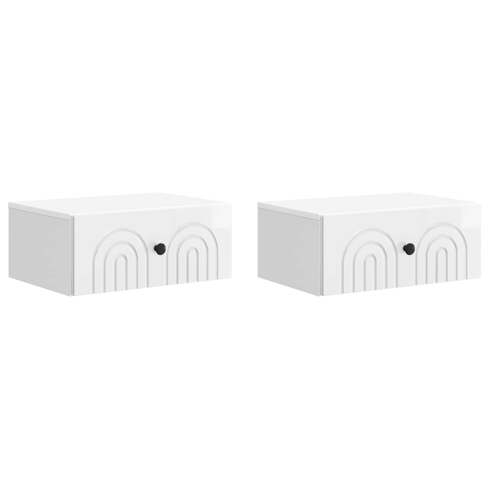 Wandmontierter Nachttisch 2 pcs Hochglanz Weiß Holzwerkstoff