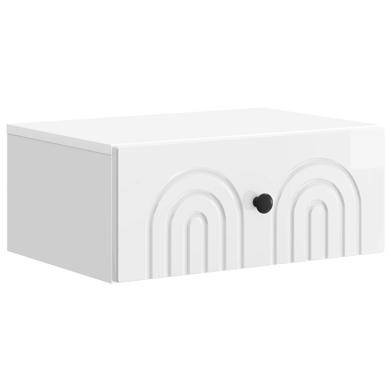 Wandmontierter Nachttisch 2 pcs Hochglanz Weiß Holzwerkstoff