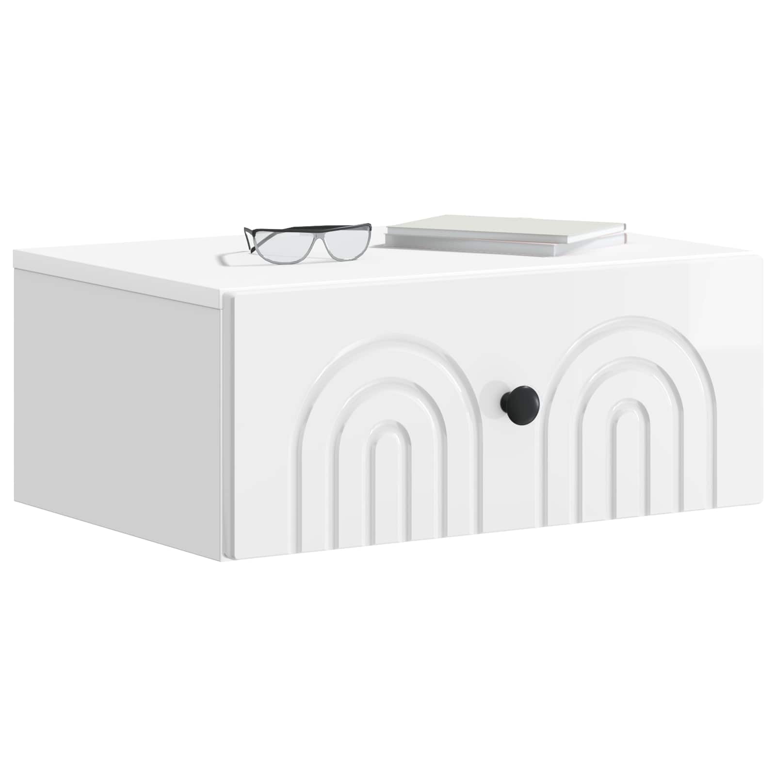 Wandmontierter Nachttisch 2 pcs Hochglanz Weiß Holzwerkstoff