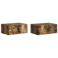 Wandmontierter Nachttisch 2 pcs Geräucherte Eiche Holzwerkstoff