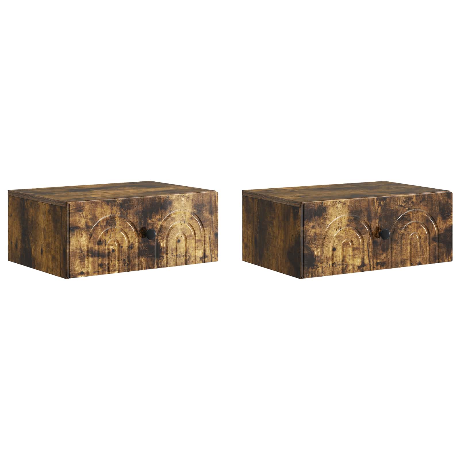 Wandmontierter Nachttisch 2 pcs Geräucherte Eiche Holzwerkstoff