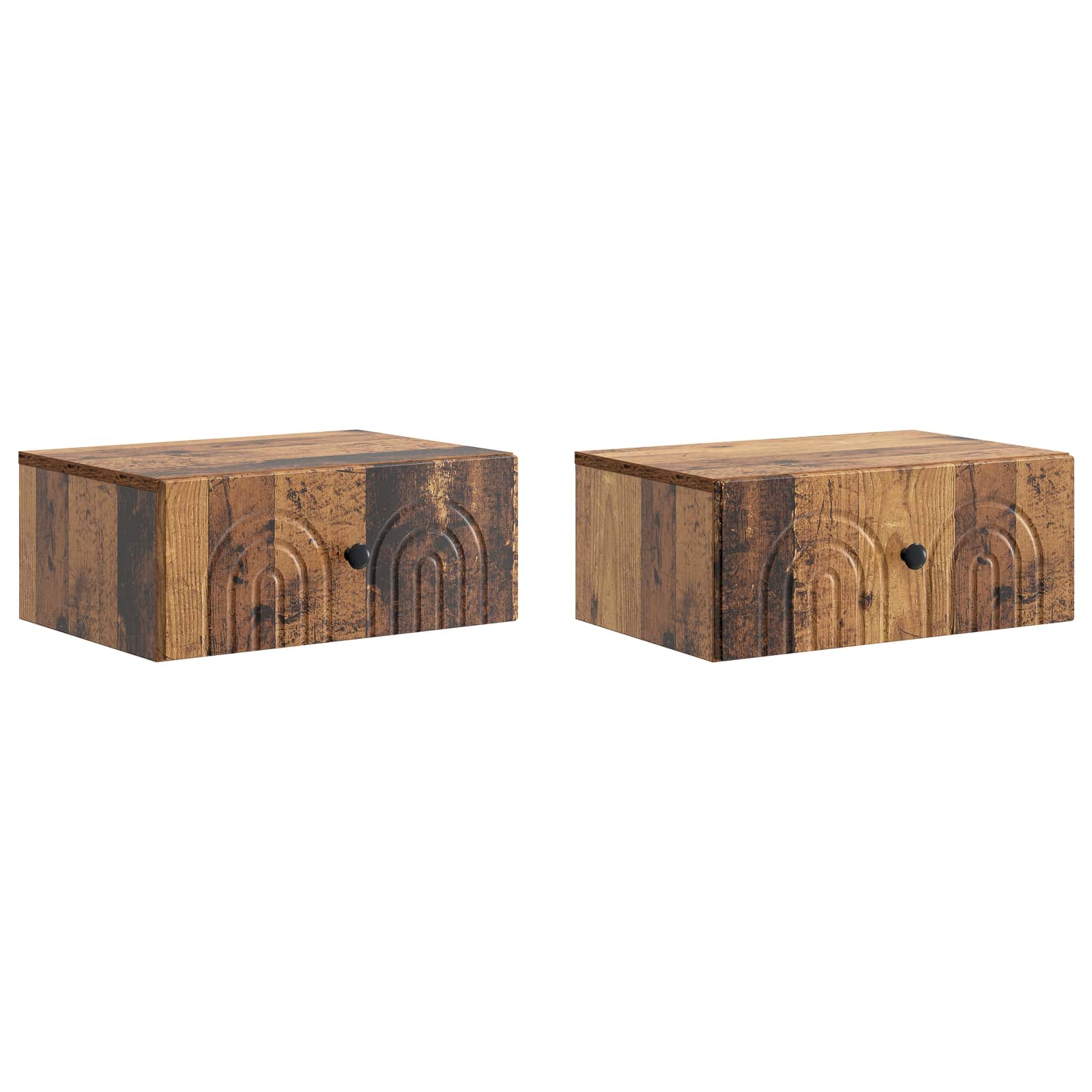 Wandmontierter Nachttisch 2 pcs Altholz 49 x 34,5 x 20 cm
