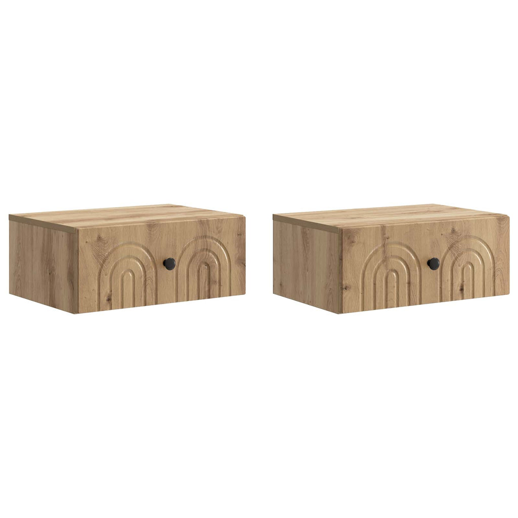 Wandmontierter Nachttisch 2 pcs Artisan-Eiche 49 x 34,5 x 20 cm