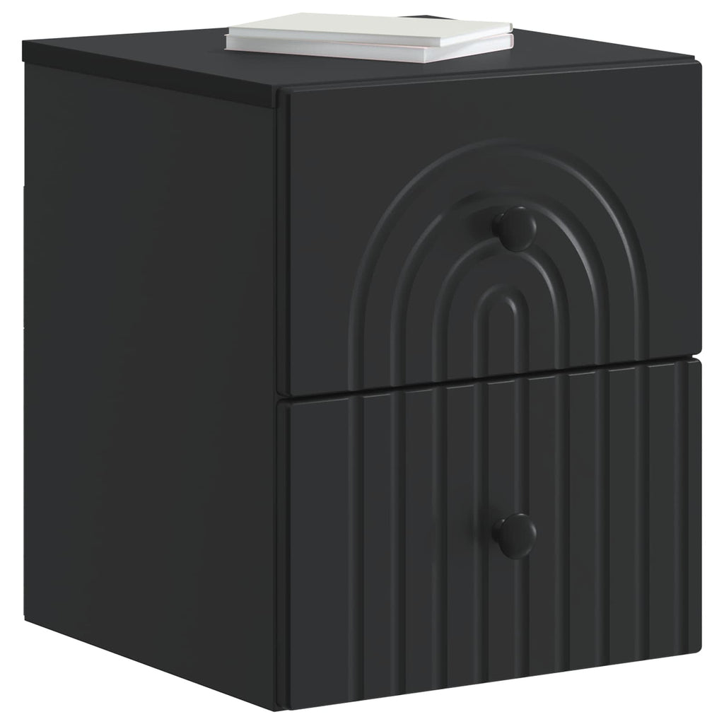 Wandmontierter Nachttisch Schwarz 33 x 34,5 x 40 cm