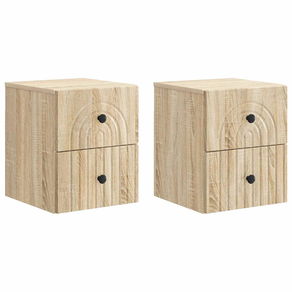 Wandmontierter Nachttisch 2 pcs Sonoma-Eiche 33 x 34,5 x 40 cm