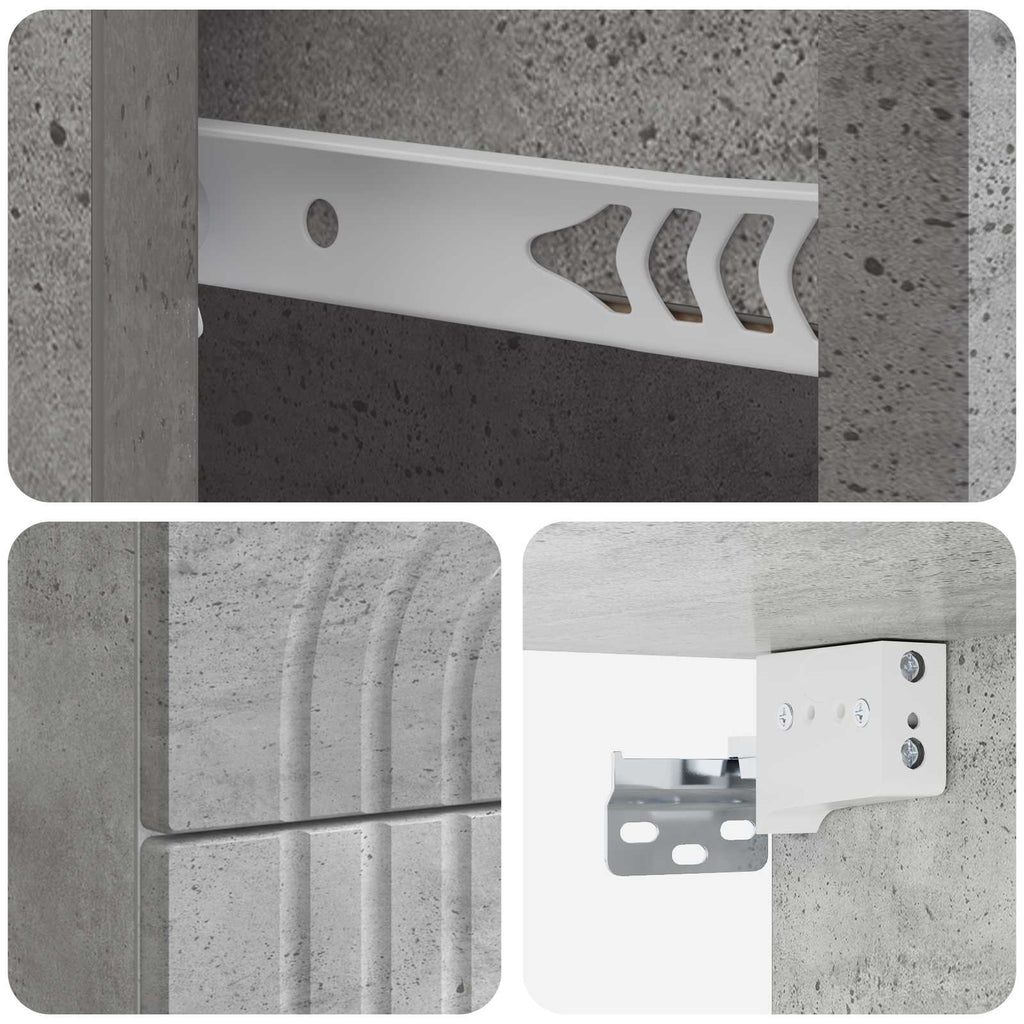 Wandmontierter Nachttisch 2 pcs Betongrau 33 x 34,5 x 40 cm