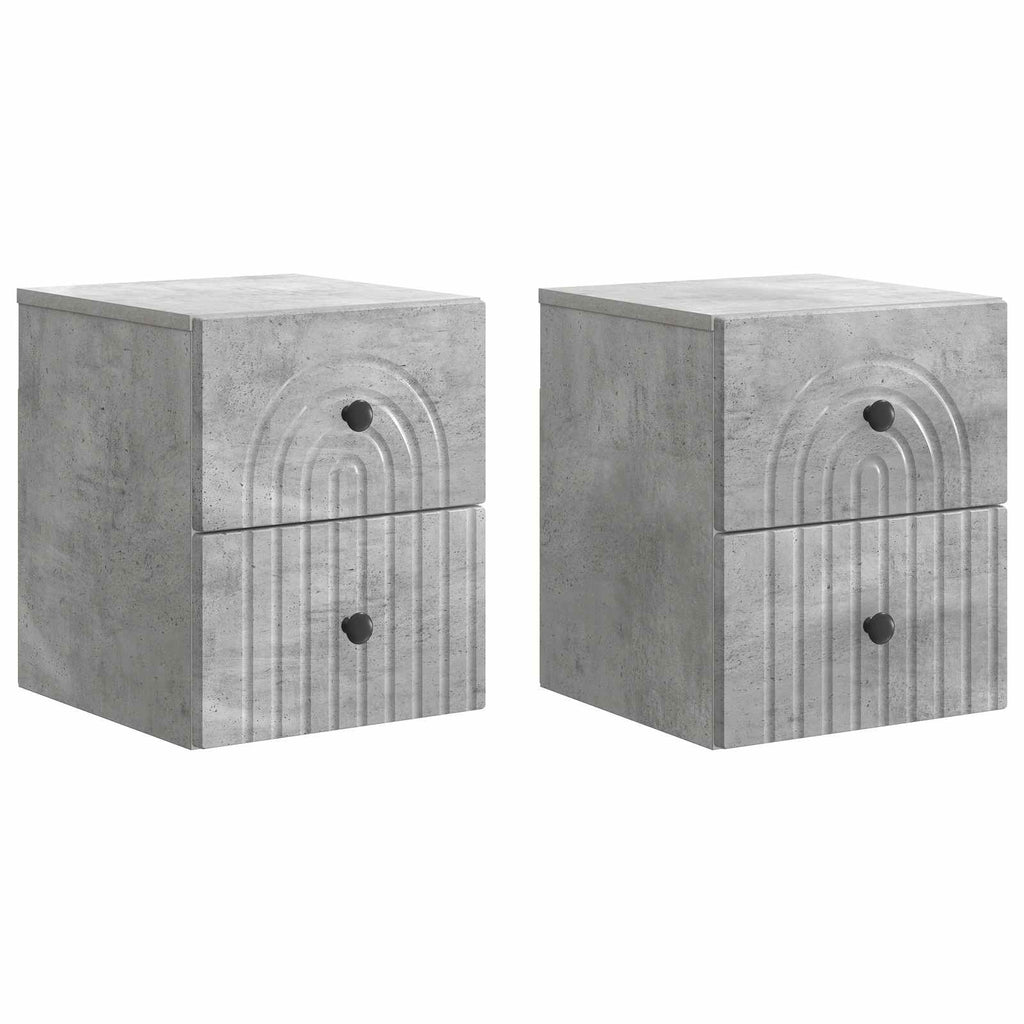 Wandmontierter Nachttisch 2 pcs Betongrau 33 x 34,5 x 40 cm