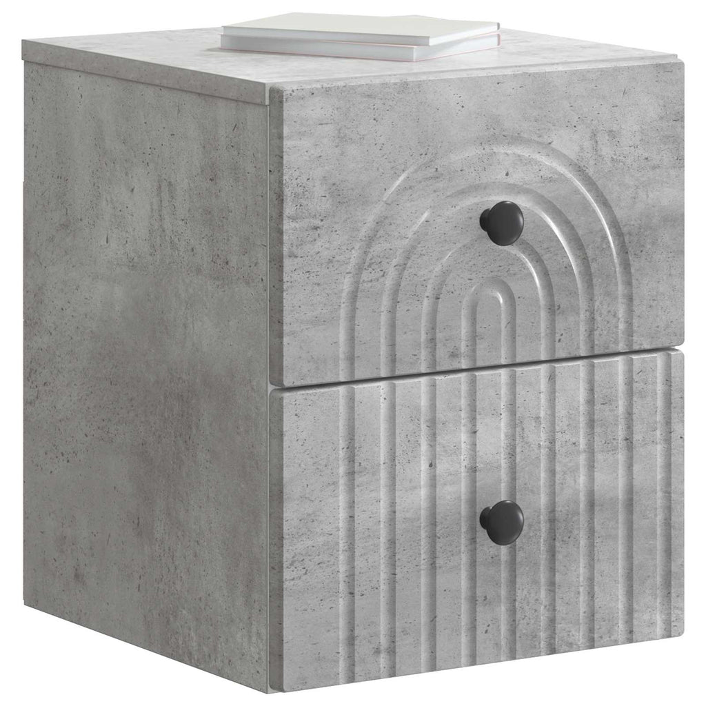 Wandmontierter Nachttisch 2 pcs Betongrau 33 x 34,5 x 40 cm