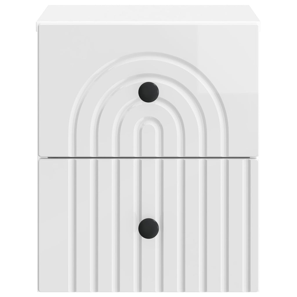 Wandmontierter Nachttisch 2 pcs Hochglanz Weiß Holzwerkstoff