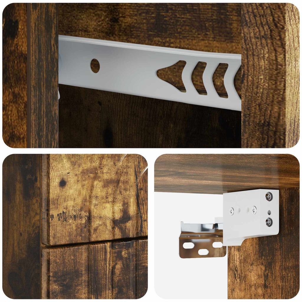 Wandmontierter Nachttisch 2 pcs Geräucherte Eiche Holzwerkstoff